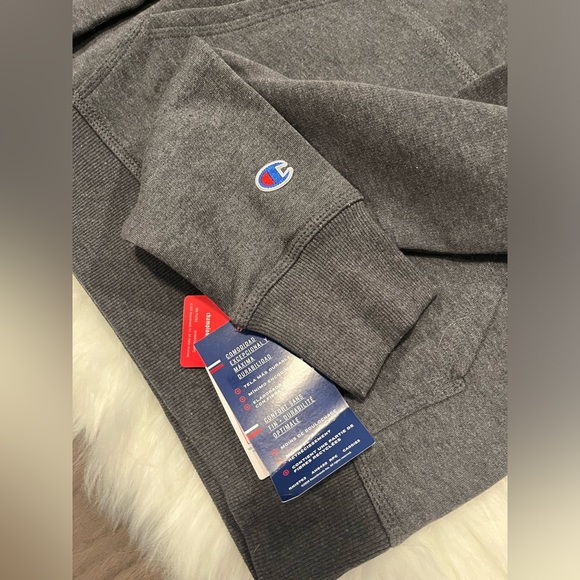 CHAMPION NEW Men's Powerblend Script Logo Hoodie Sweatshirt Grey Medium - Picture 7 of 8